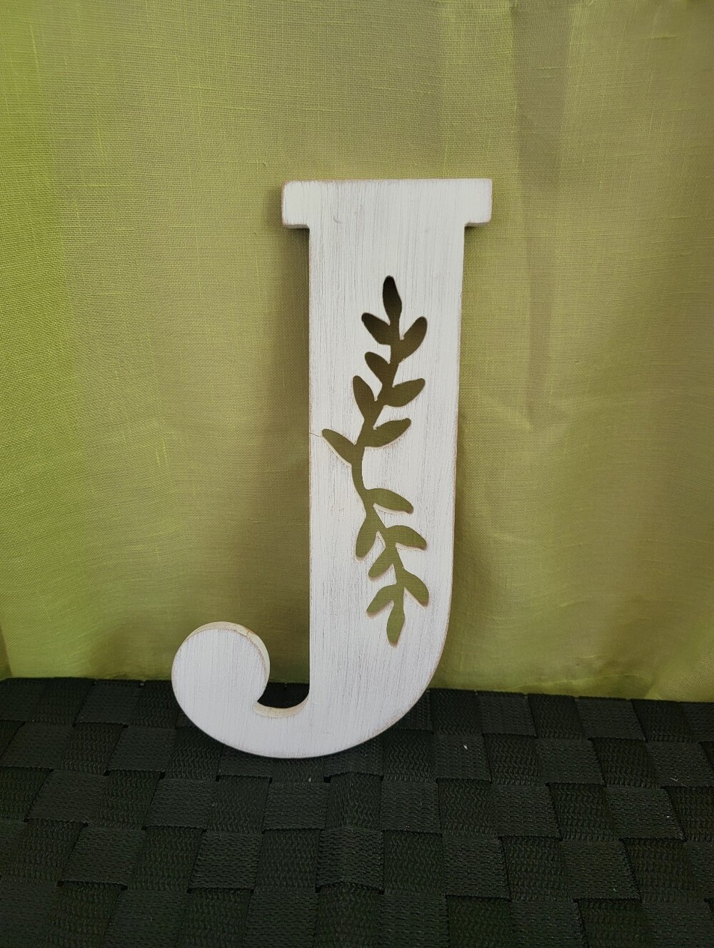 White Farmhouse Wooden Letter J Wall Decor